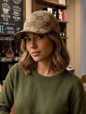 Gucci Beige GG Monogram Baseball Cap - Beige